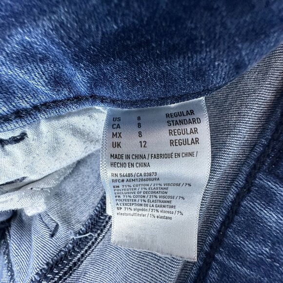 American Eagle Outfitters Skinny Jeans Womens Size 12 Distressed Mid Rise Blue - Picture 6 of 13